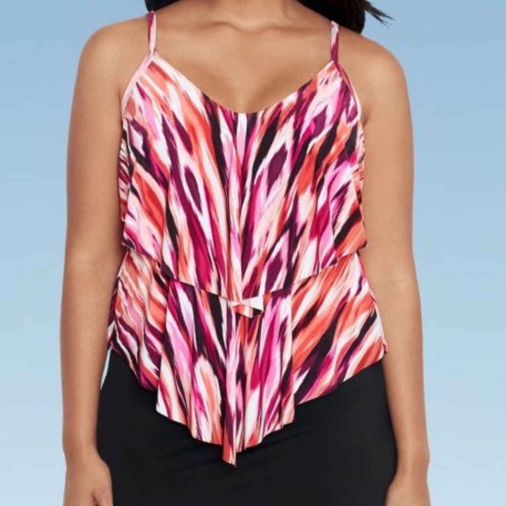 Trimshaper Ronnie Two Tier Ruffle Tankini Swim Top New Size 18 Serapikat